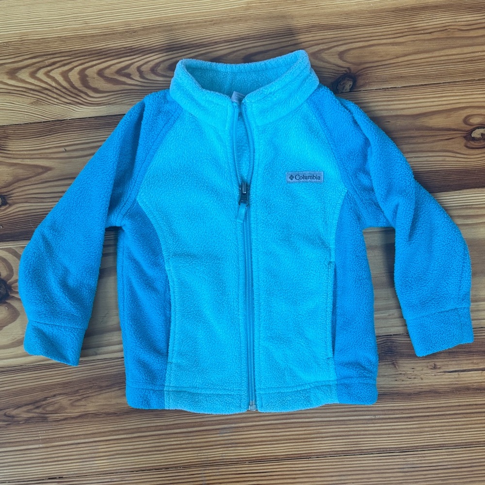 EUC Columbia Light Blue Turquoise Fleece Jacket size 12-18 month Gender Neutral